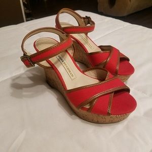 Dana Buchman Red Wedge Sandals 6.5 with 4” Heel